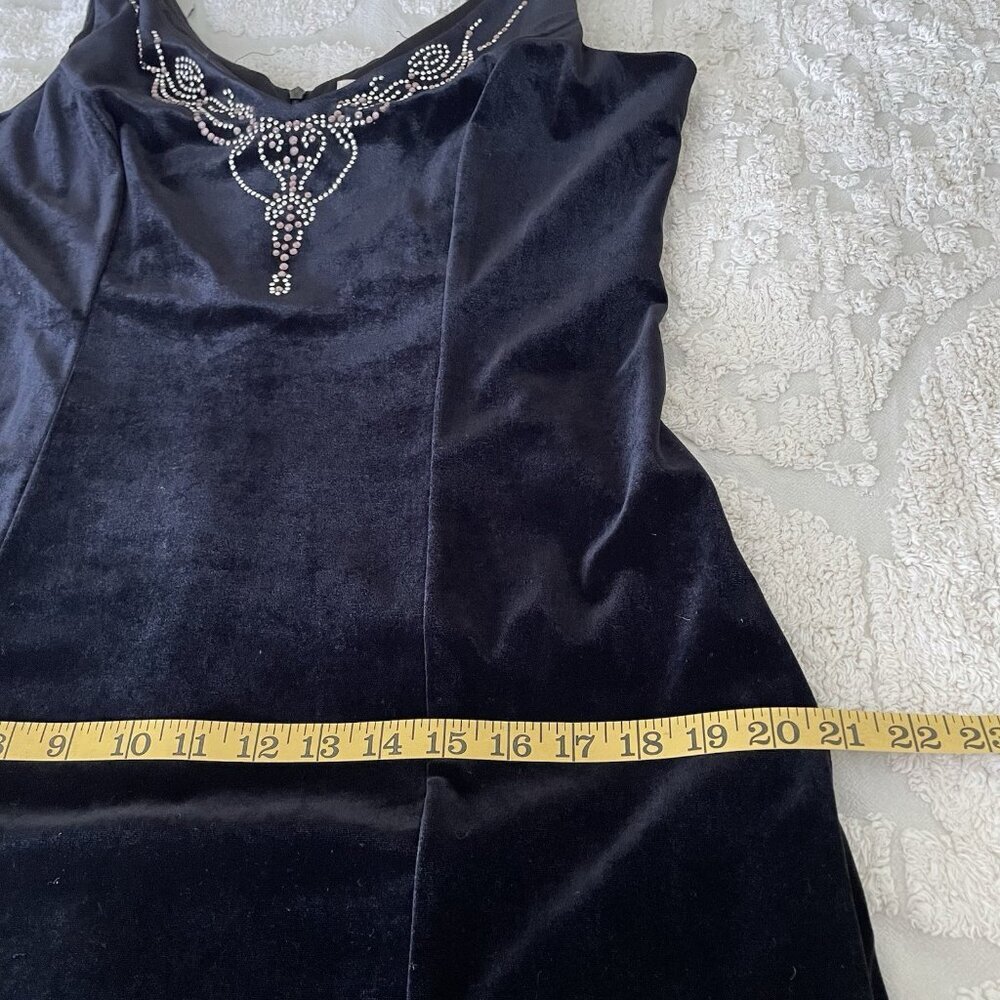 VTG Dressbarn Black Velvet Maxi Dress Scarf Hem Whimsigoth Fairy Grunge Sz 12 - Picture 11 of 16